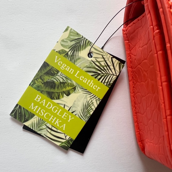 Badgley Mischka Orange Vegan Leather Crossbody or Clutch - Picture 10 of 15